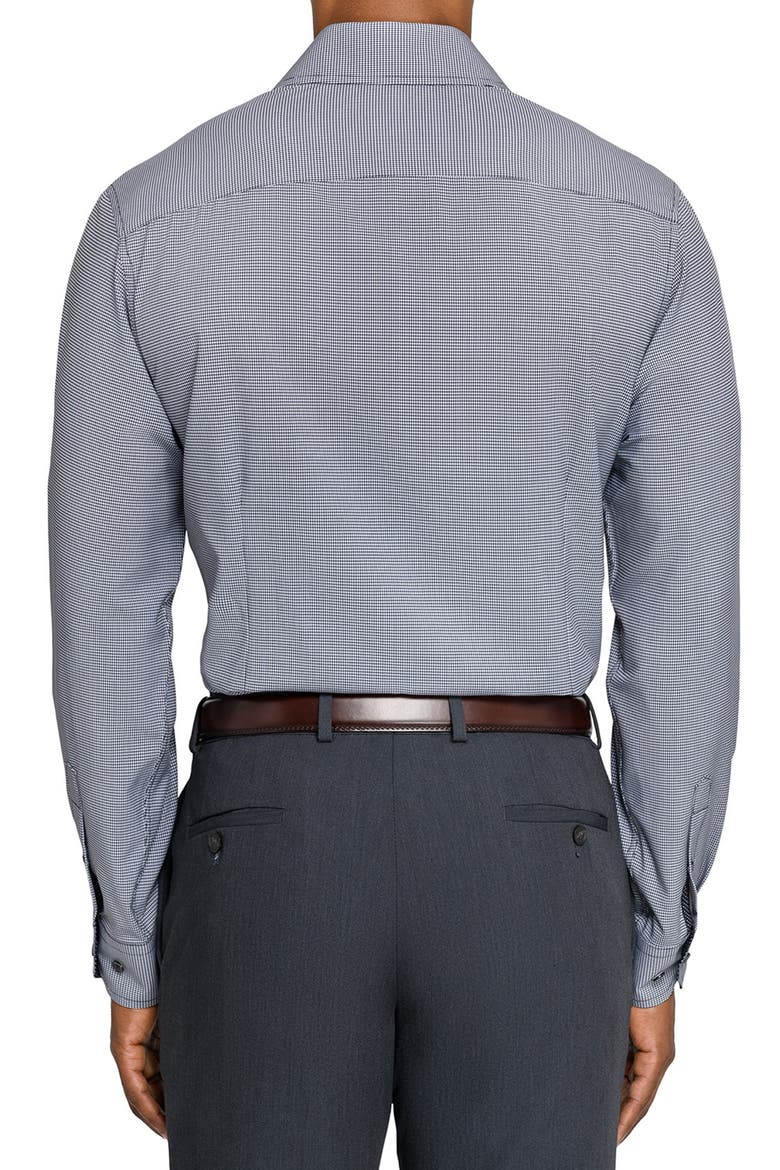 Slim Fit Black Micro Houndstooth Performance Dress Shirt, Alternate, color, BLACK/ WHITE