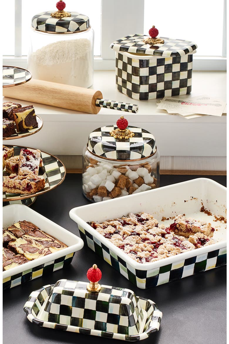 Courtly Check Enameled Steel Butter Box, Alternate, color, BLACK/ WHITE