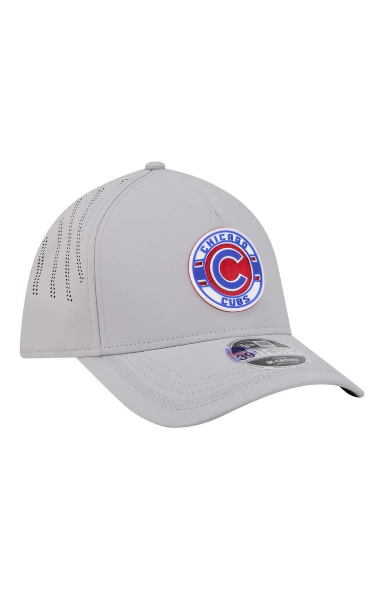 New Era Men's New Era Gray Chicago Cubs Patch 39THIRTY A-Frame M-Crown Perforated Flex Hat, Alternate, color, Gray