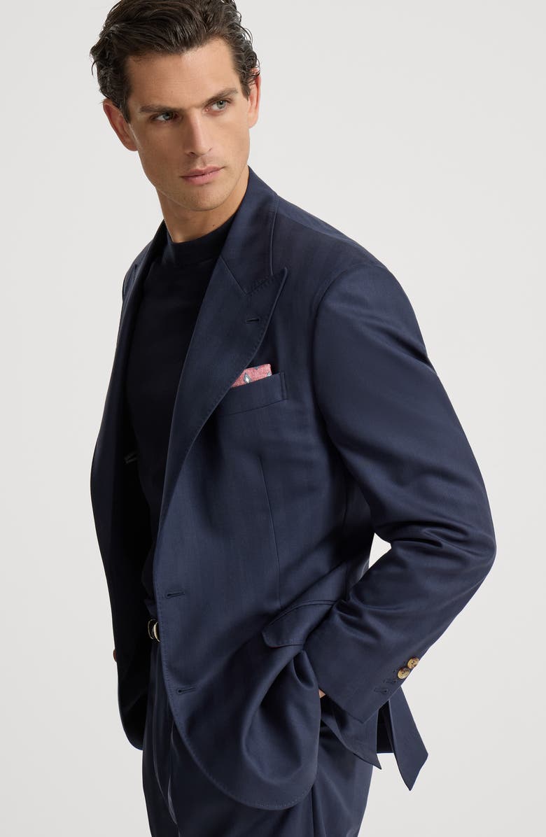 Brunello Cucinelli Chevron blazer, Alternate, color, Navy Blue