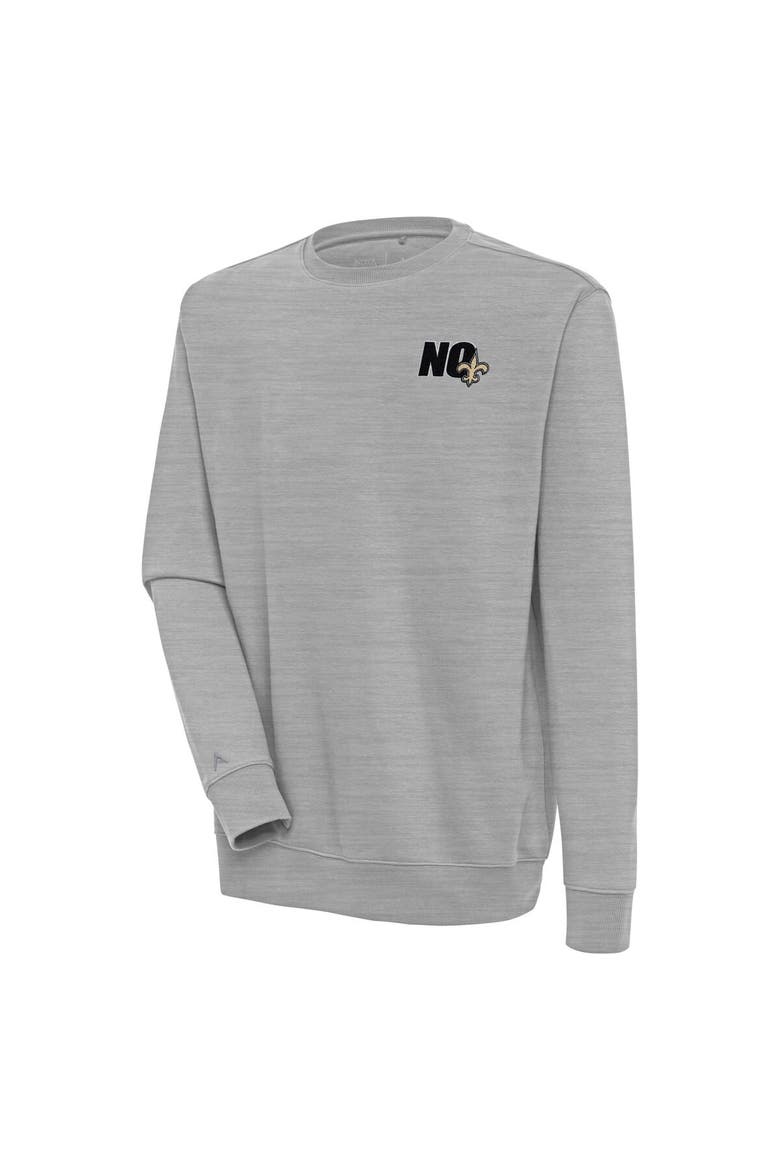 Men's Antigua  Heather Gray New Orleans Saints Victory Pullover Sweatshirt, Main, color, Heather Gray