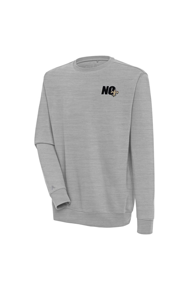 ANTIGUA Men's Antigua  Heather Gray New Orleans Saints Victory Pullover Sweatshirt, Main, color, 