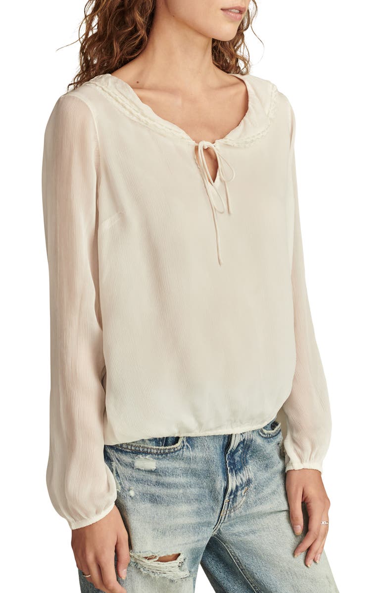 Lucky Brand Tie Neck Top, Alternate, color, Tofu