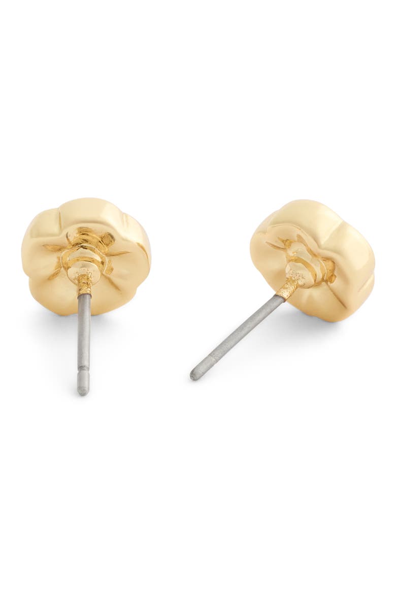 Tea Rose Flower Stud Earrings, Alternate, color, SHINY GOLD