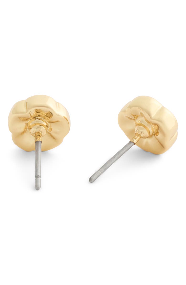 COACH Tea Rose Flower Stud Earrings, Alternate, color, Shiny Gold