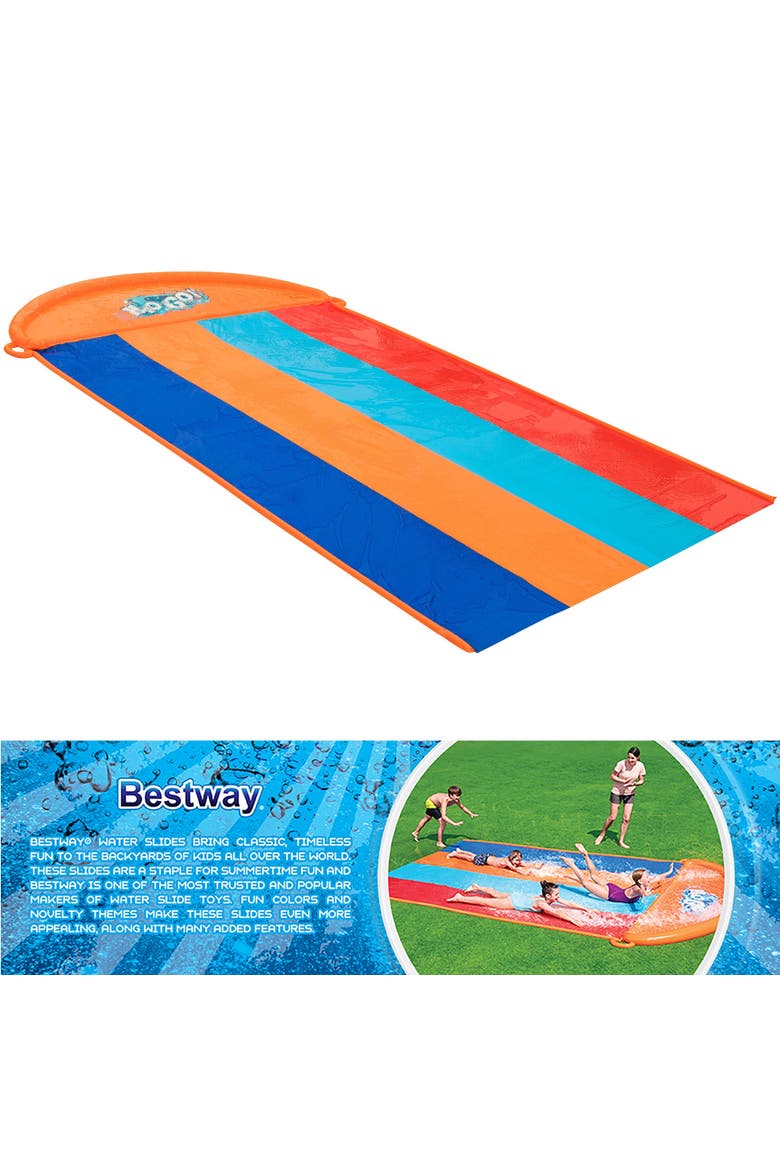 16' Quadruple Inflatable Water Slide With Splash Landing, Alternate, color, Multicolored