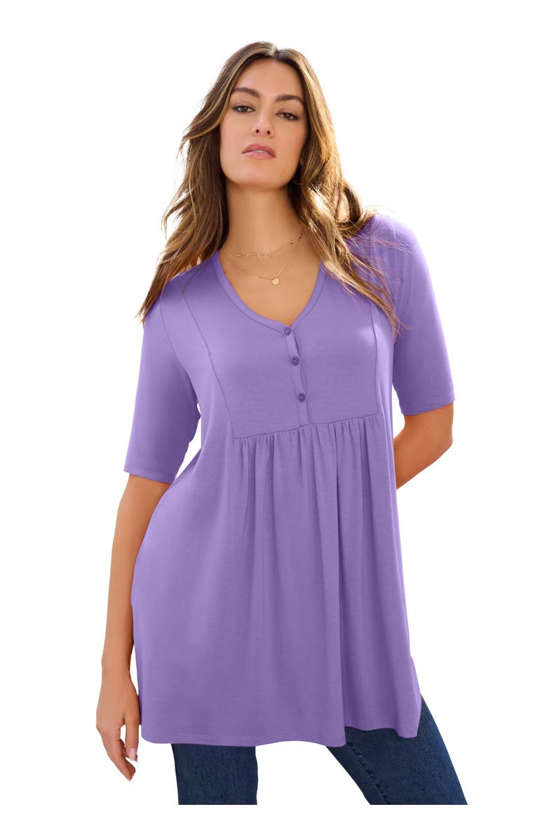 Plus Size Henley Swing Tunic, Main, color, VINTAGE LAVENDER