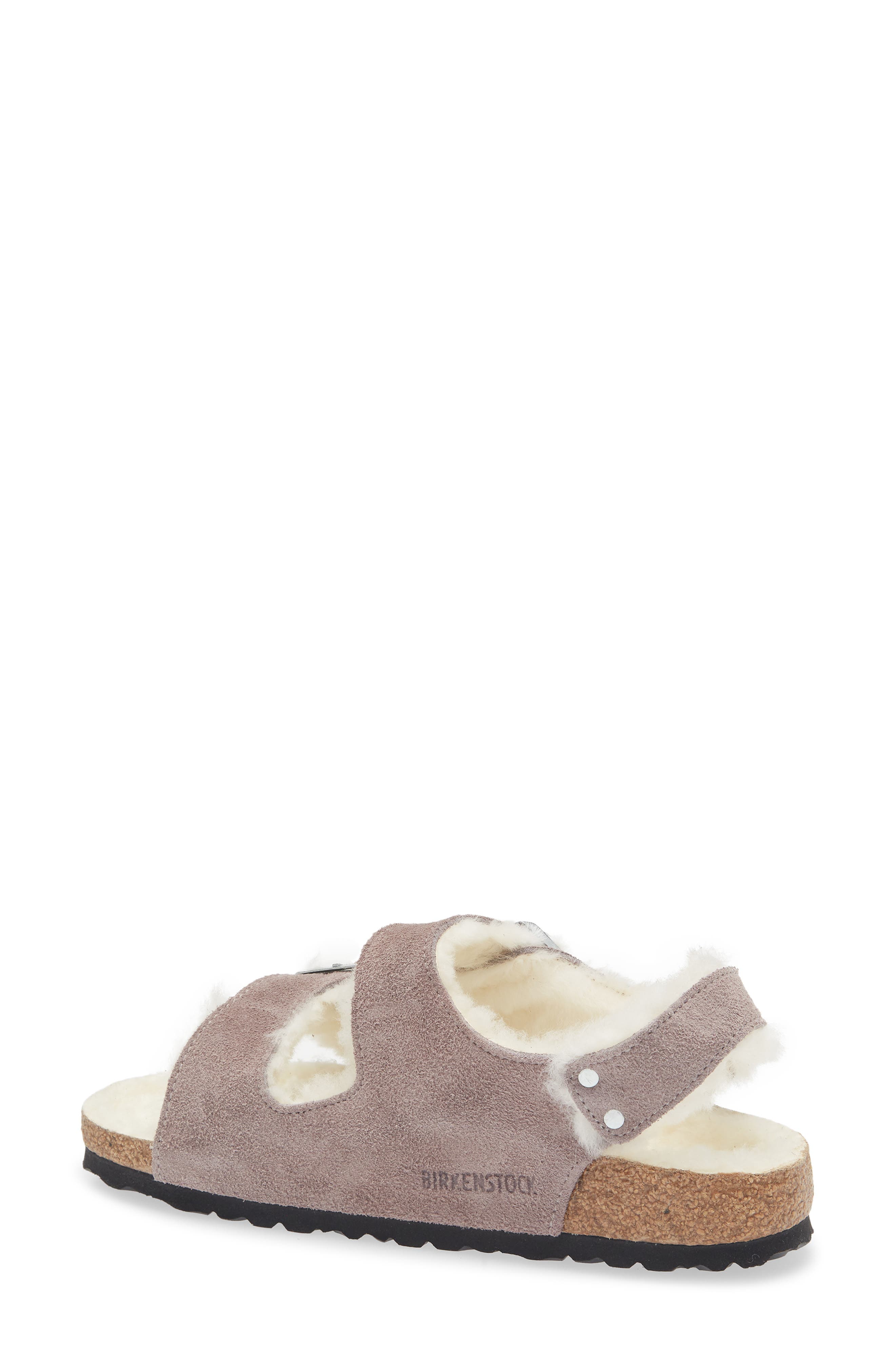 Birkenstock Milano Genuine Shearling Slingback Sandal, Alternate, color, Faded Purple