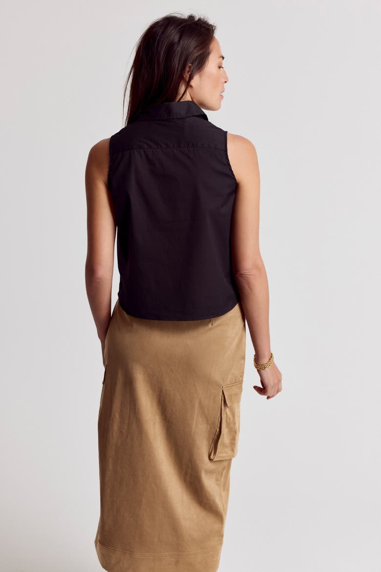 The Boxy Cropped Sleeveless Shirt, Alternate, color, Black