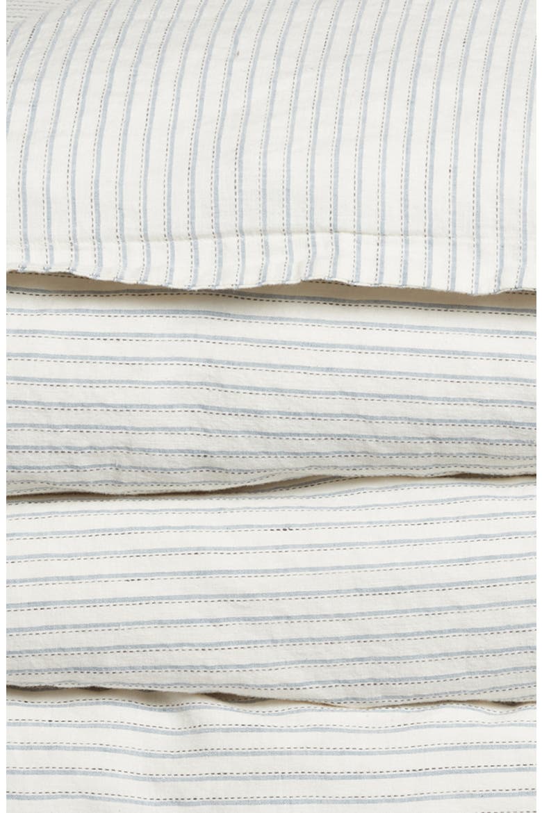 Connor Stripe Linen & Cotton Duvet Cover, Alternate, color, IVORY/ DENIM