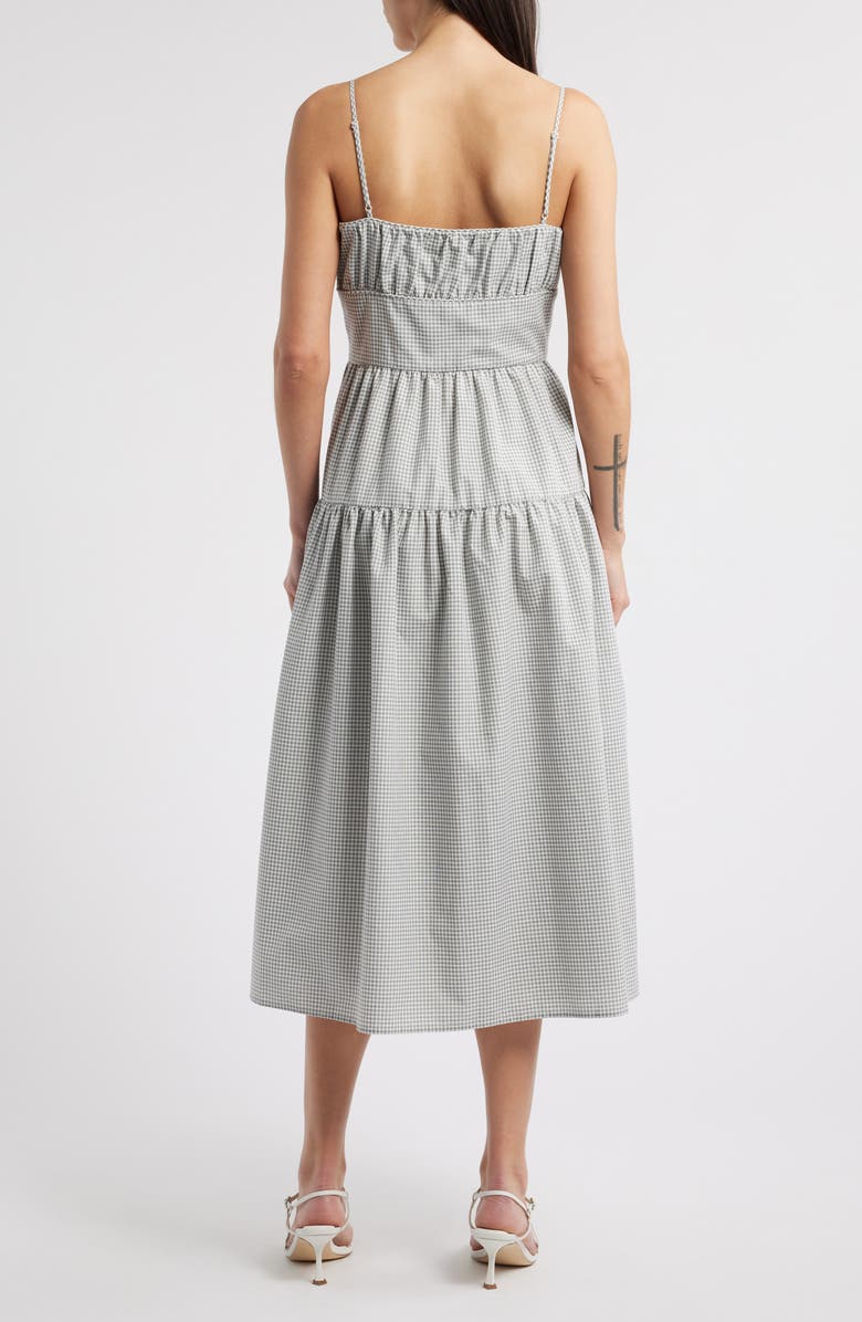Charles Henry Check Tiered Midi Dress, Alternate, color, Ivory Black Seersucker