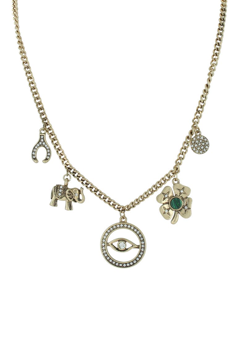 Eliana Lucky Charms Necklace, Main, color, GOLD / GREEN