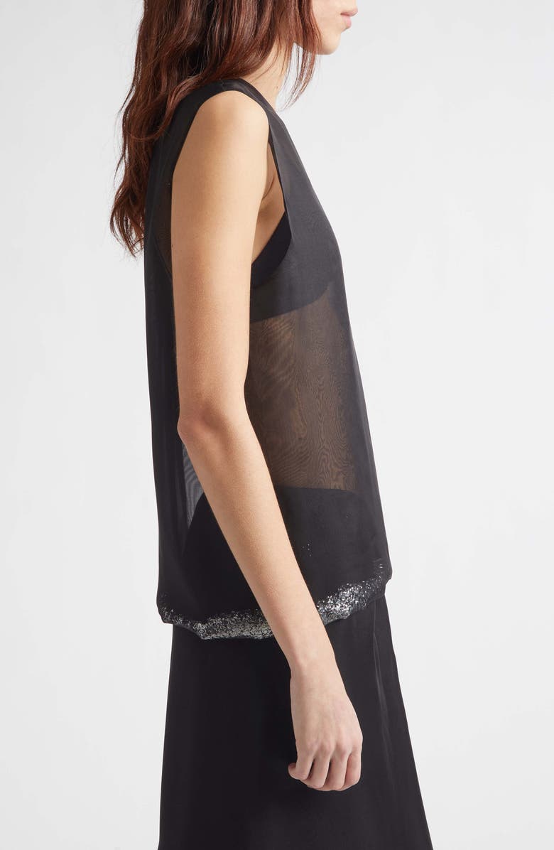 JULIE KEGELS Glitter Edge Silk Organza Top, Alternate, color, Black