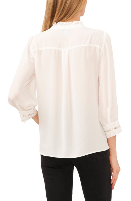 Cece Pintuck Ruffle Button-up Top In New Ivory