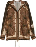 Zimmermann Mahon Paisley Print Hooded Button-Up Shirt