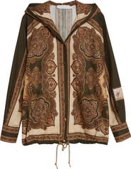 Zimmermann Mahon Paisley Print Hooded Button-Up Shirt