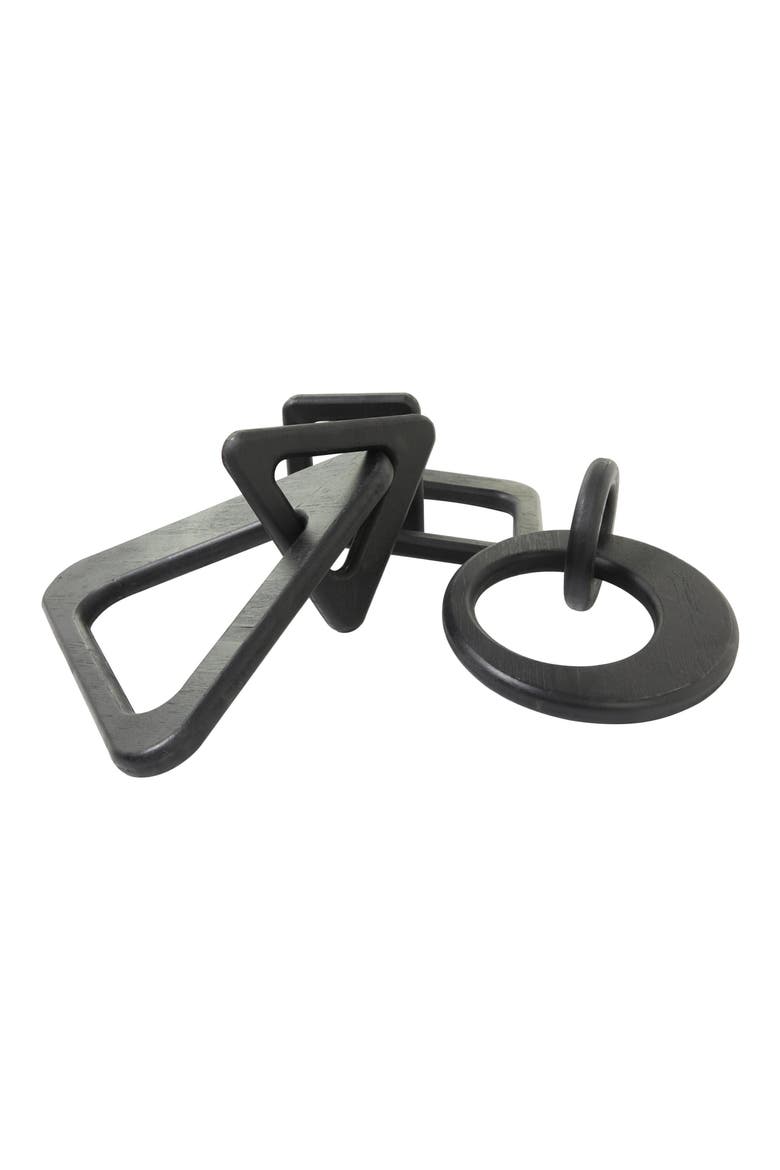 Set of 3 Geometric Chain Link Sculptures, Alternate, color, BLACK