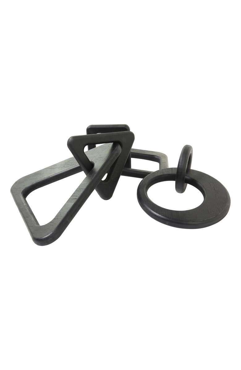 UMA Set of 3 Geometric Chain Link Sculptures, Alternate, color, Black