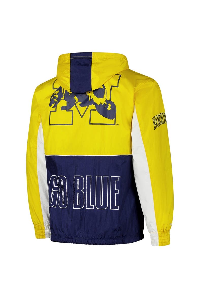 Men's Mitchell & Ness Navy Michigan Wolverines Big Shot Premium Full-Zip Windbreaker, Alternate, color, Navy