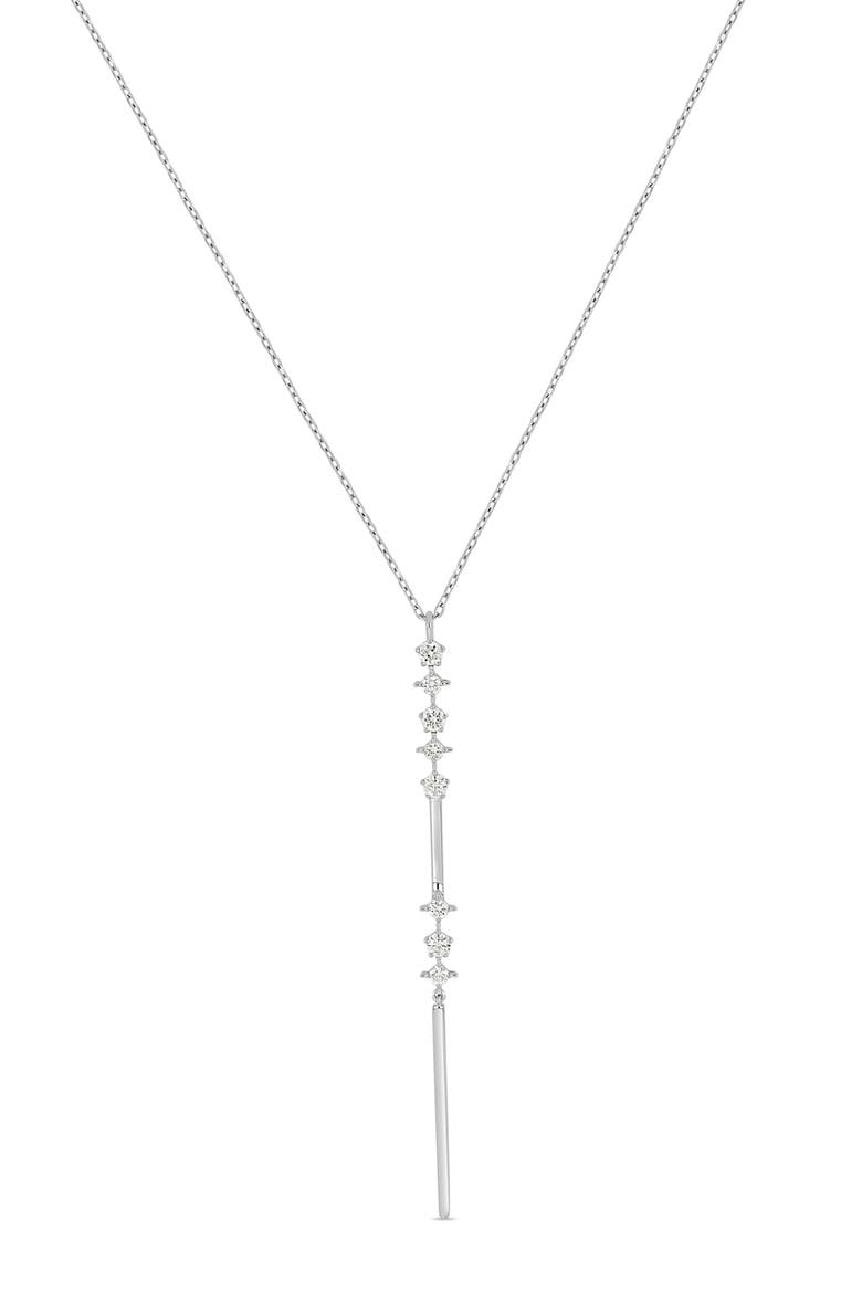 Aviva 18K White Gold Diamond Bar Y-Necklace, Main, color, 18KW
