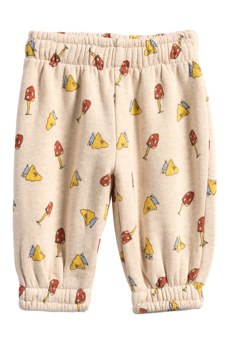 Mush Monster Print Organic Cotton Blend Joggers, Main, color, OFF WHITE