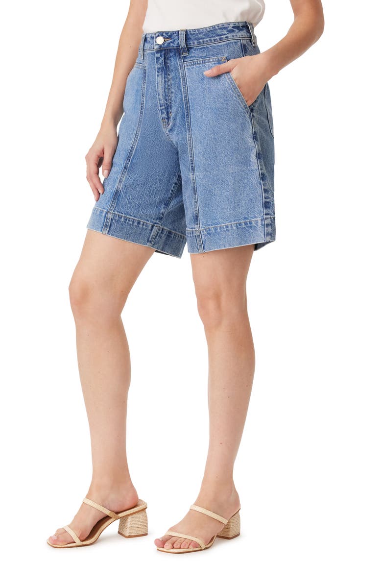 Habitual Patch Pocket Denim Girlfriend Shorts, Alternate, color, Splash