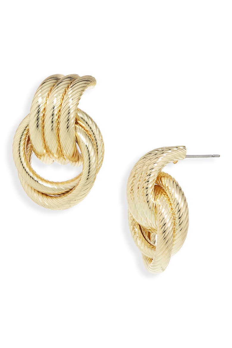 Doorknocker Stud Earrings, Main, color, GOLD