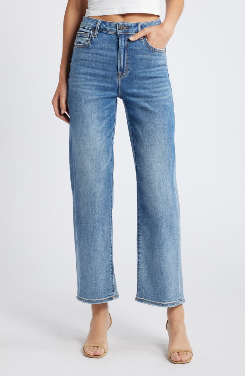 HIDDEN JEANS Clean Stretch Wide Leg Jeans, Main, color, Medium Wash