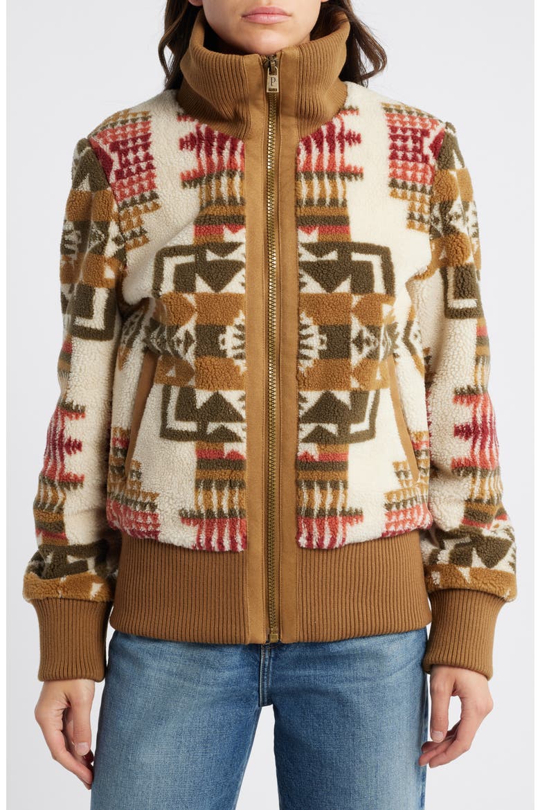 Foxglove Range Fleece Bomber Jacket, Alternate, color, CHIEF JOSEPH IVORY