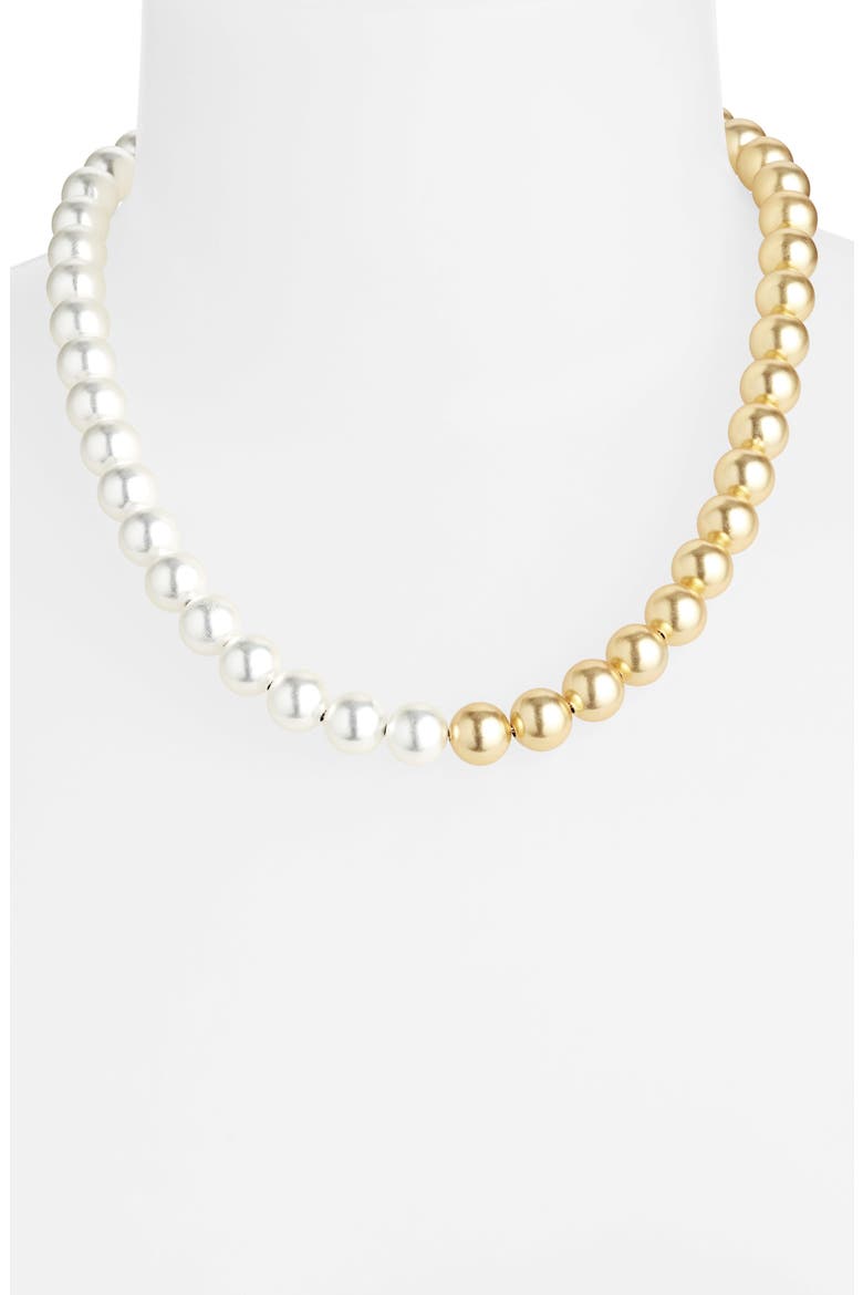 Two-Tone Beaded Chain Necklace, Alternate, color, MIXED METALS