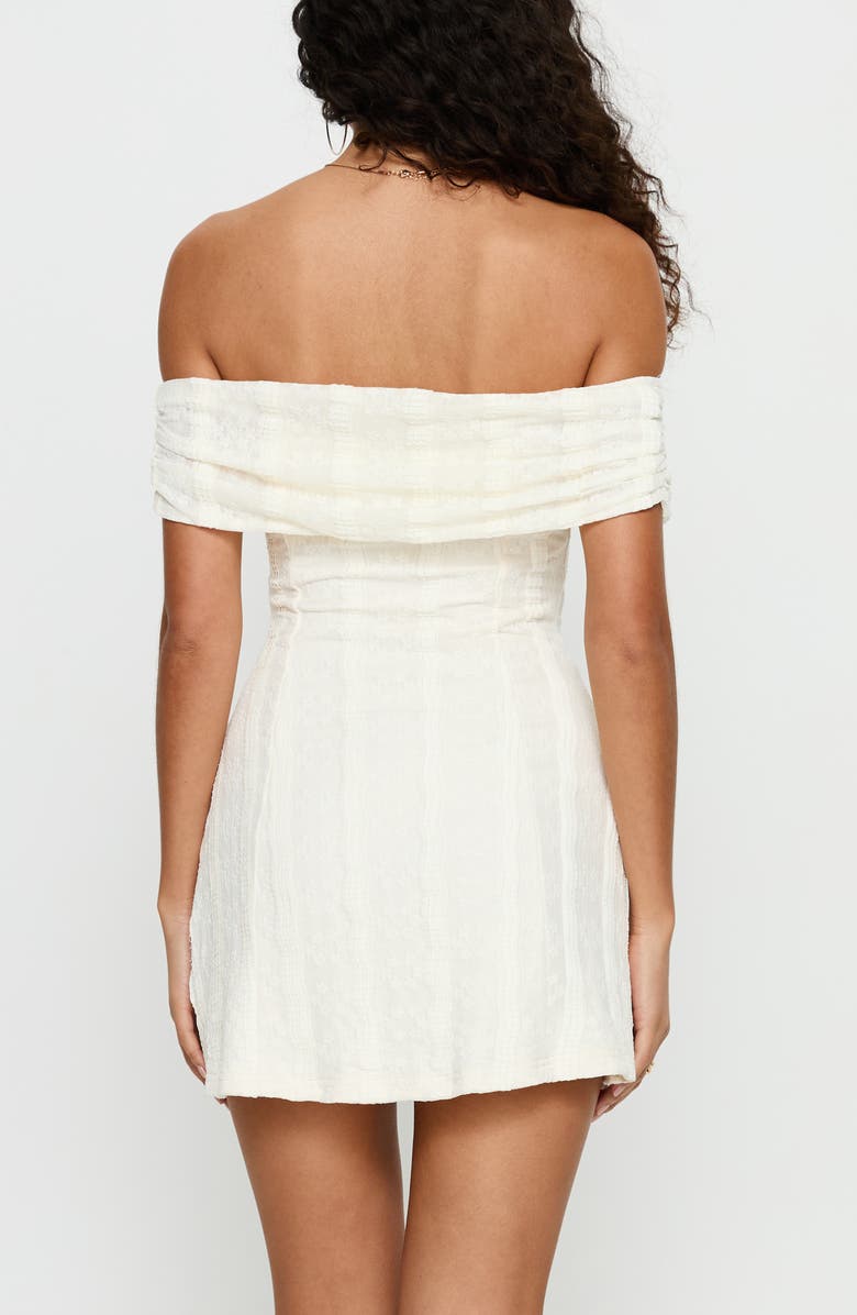 Princess Polly Colettie Off the Shoulder Minidress, Alternate, color, Cream
