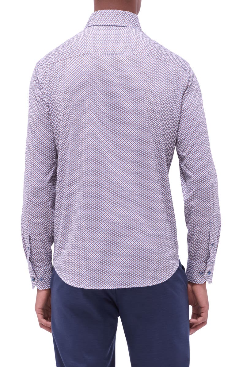 Bugatchi Devon OoohCotton<sup>®</sup> Herringbone Print Button-Up Shirt, Alternate, color, 