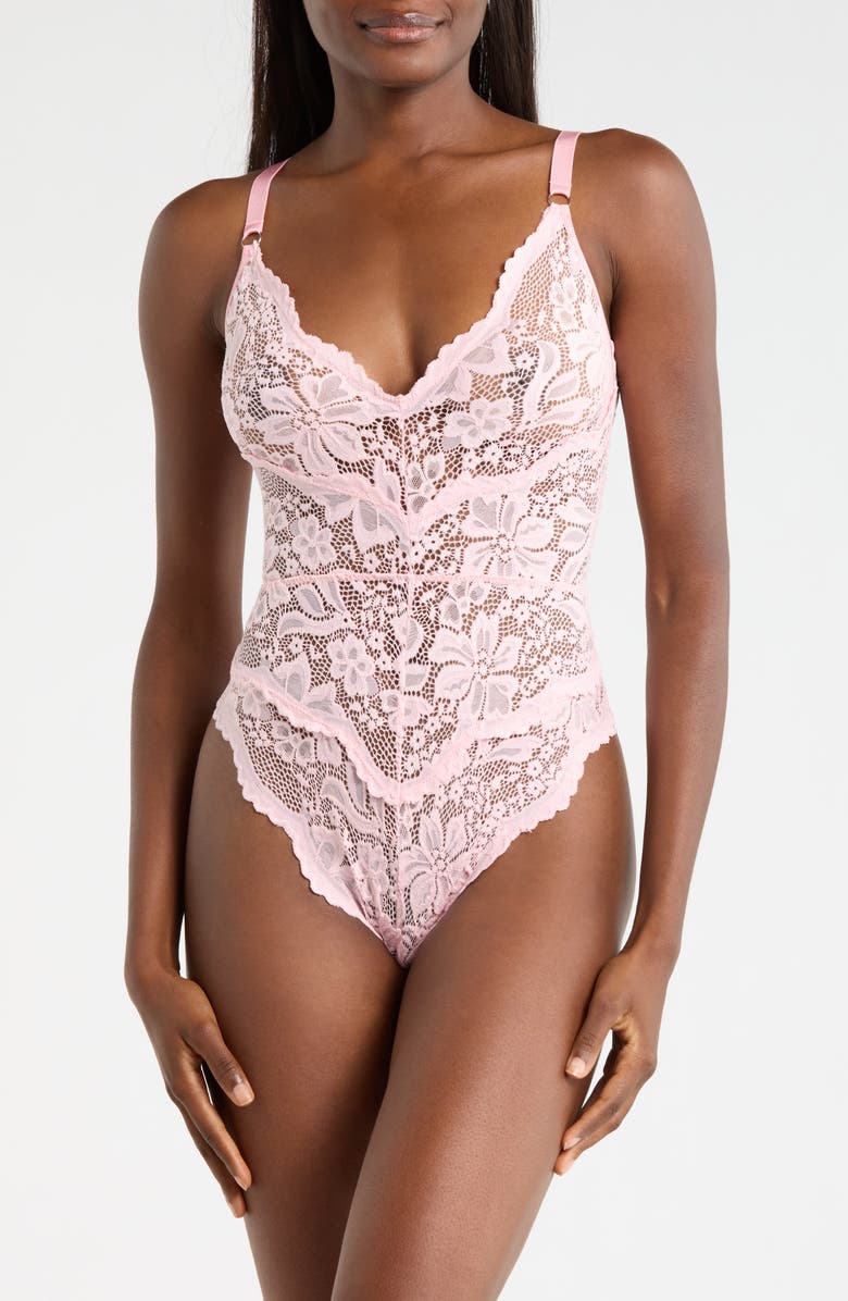 KILO BRAVA Floral Lace Teddy, Main, color, Petal Pink
