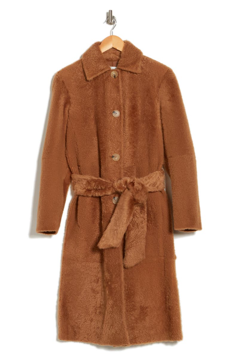 Vince Belted Genuine Shearling Coat, Alternate, color,