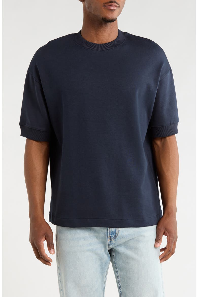Crewneck Cotton Blend T-shirt, Main, color, NAVY