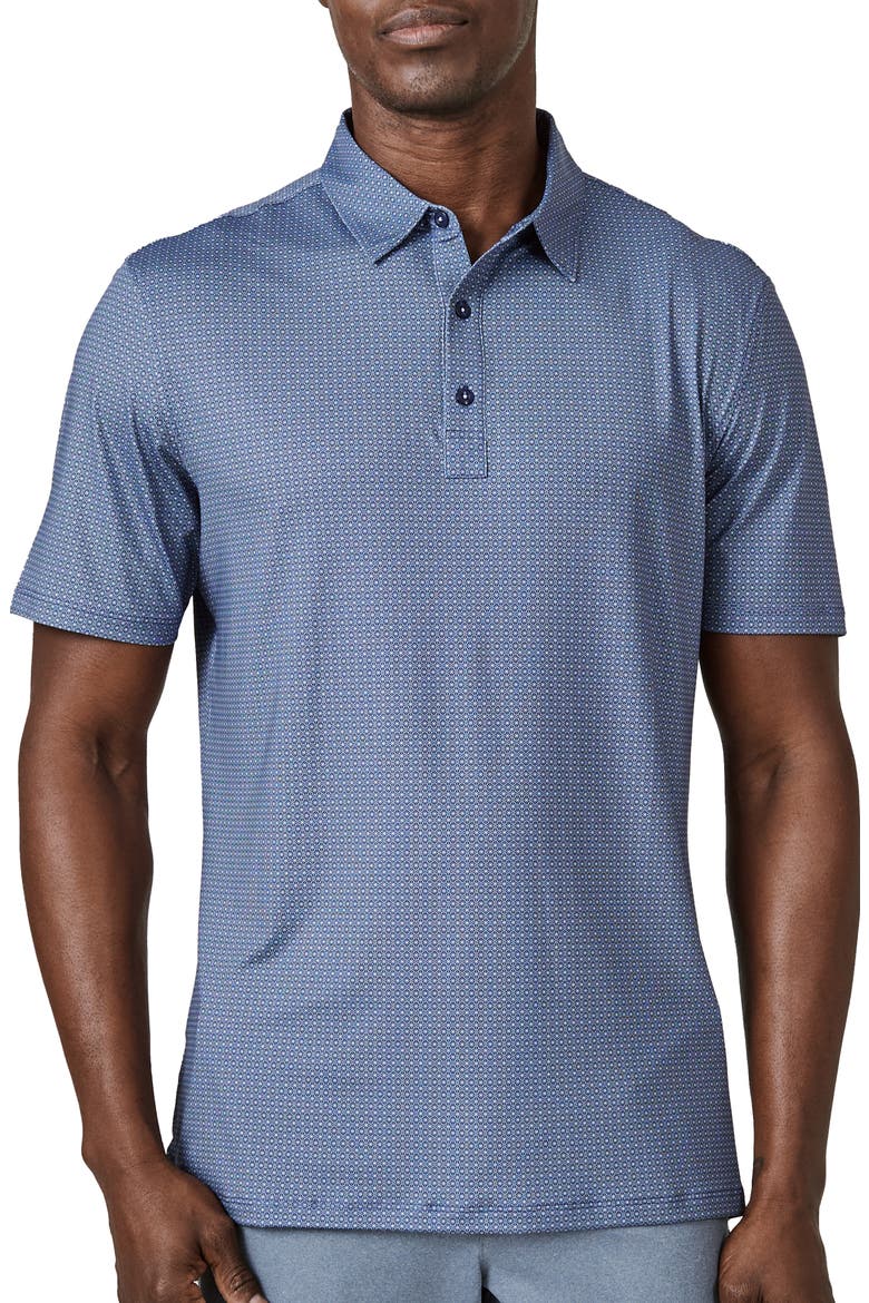 Lenox Medallion Print Performance Polo, Main, color, NAVY