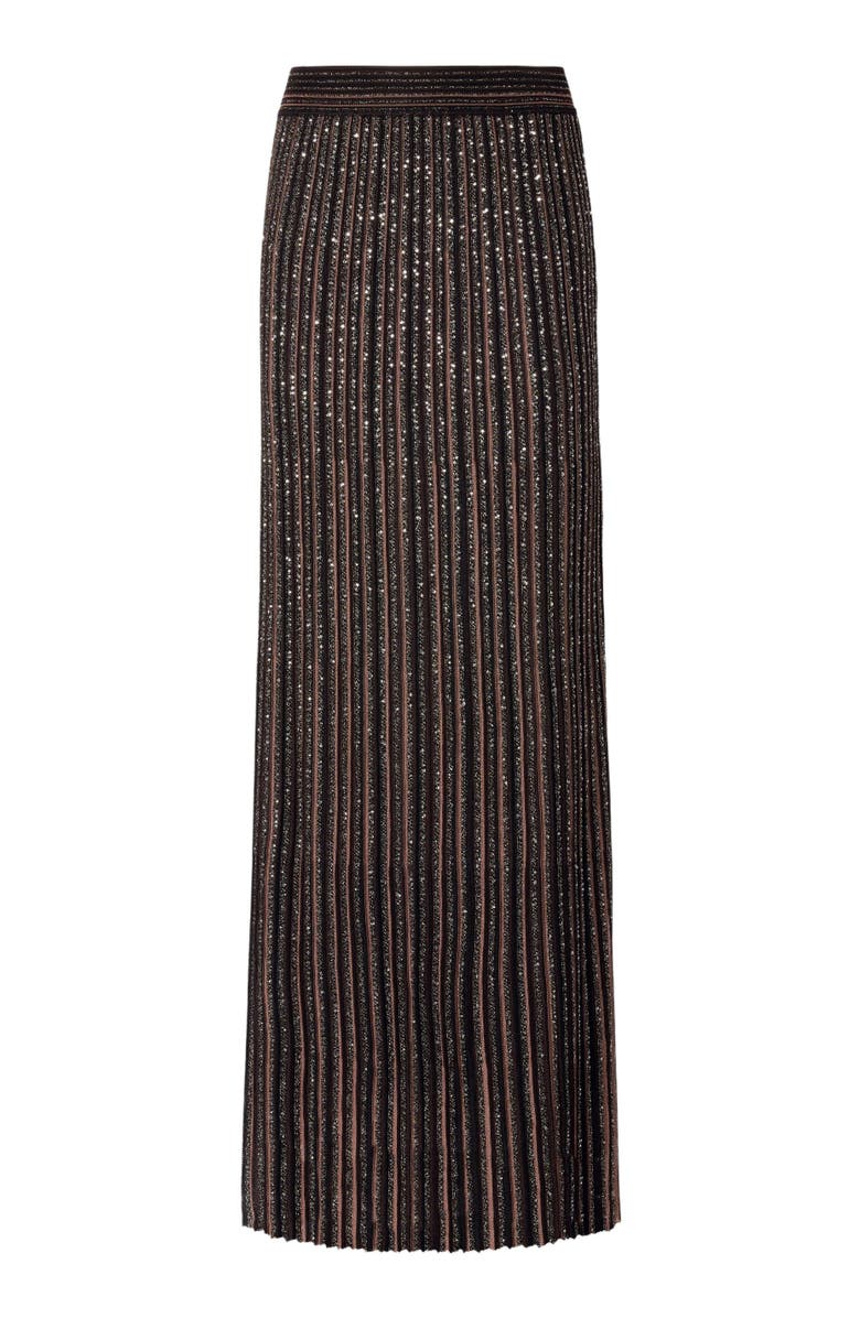 Missoni Long Skirt With Lamé Stripes, Alternate, color, Black 
Brown