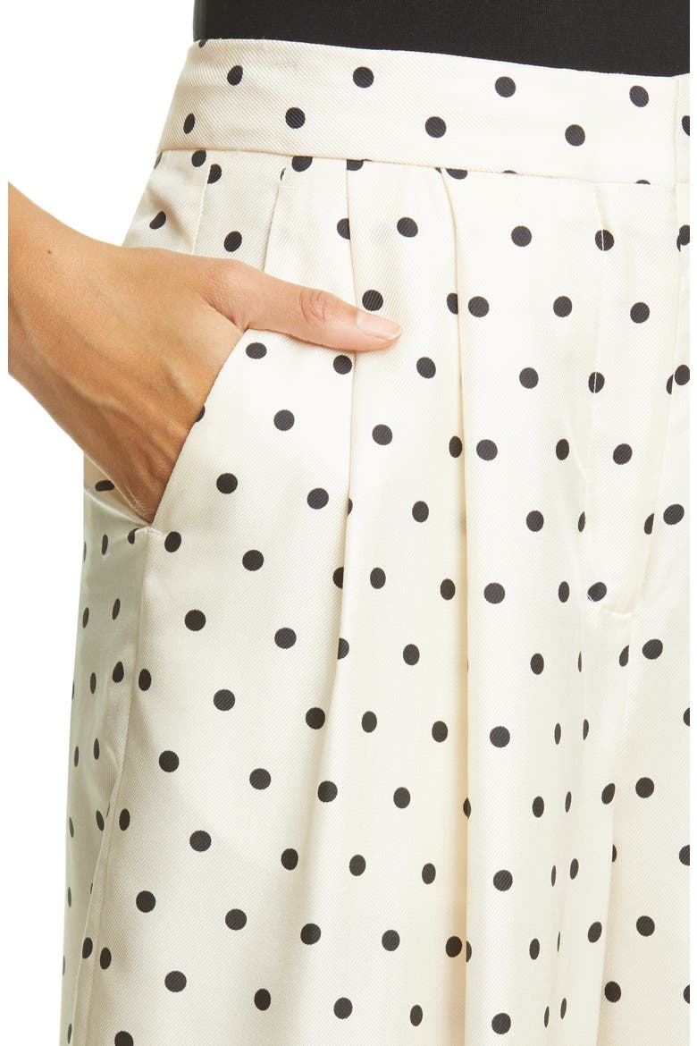 Pleated Polka Dot Silk Culottes, Alternate, color, POLKA DOT IVORY/BLACK