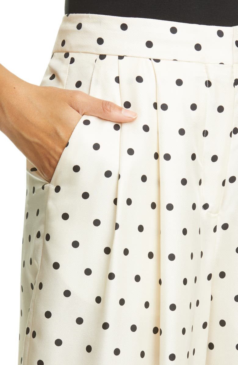 Adam Lippes Pleated Polka Dot Silk Culottes, Alternate, color,
