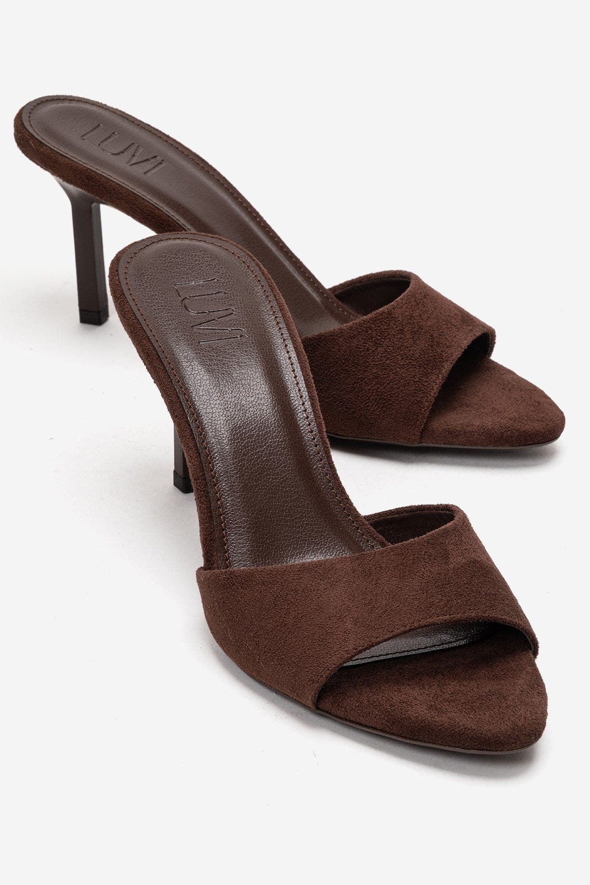 Prologue Shoes Varelan Stiletto Sandal, Main, color, Brown Suede
