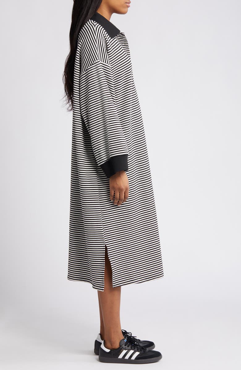 Dressed in Lala Oversize Stripe Long Sleeve Polo Dress, Alternate, color, 
