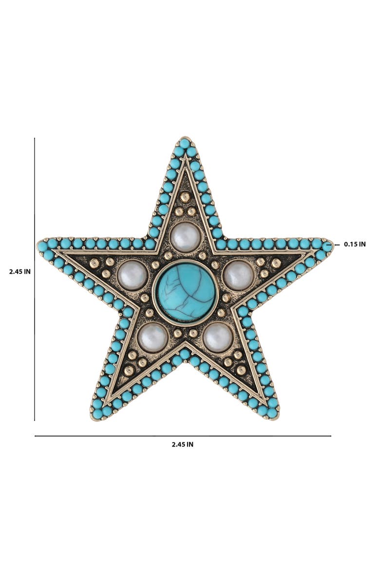 Turquoise Star Pin with Crystal Accents, Alternate, color, Turquoise