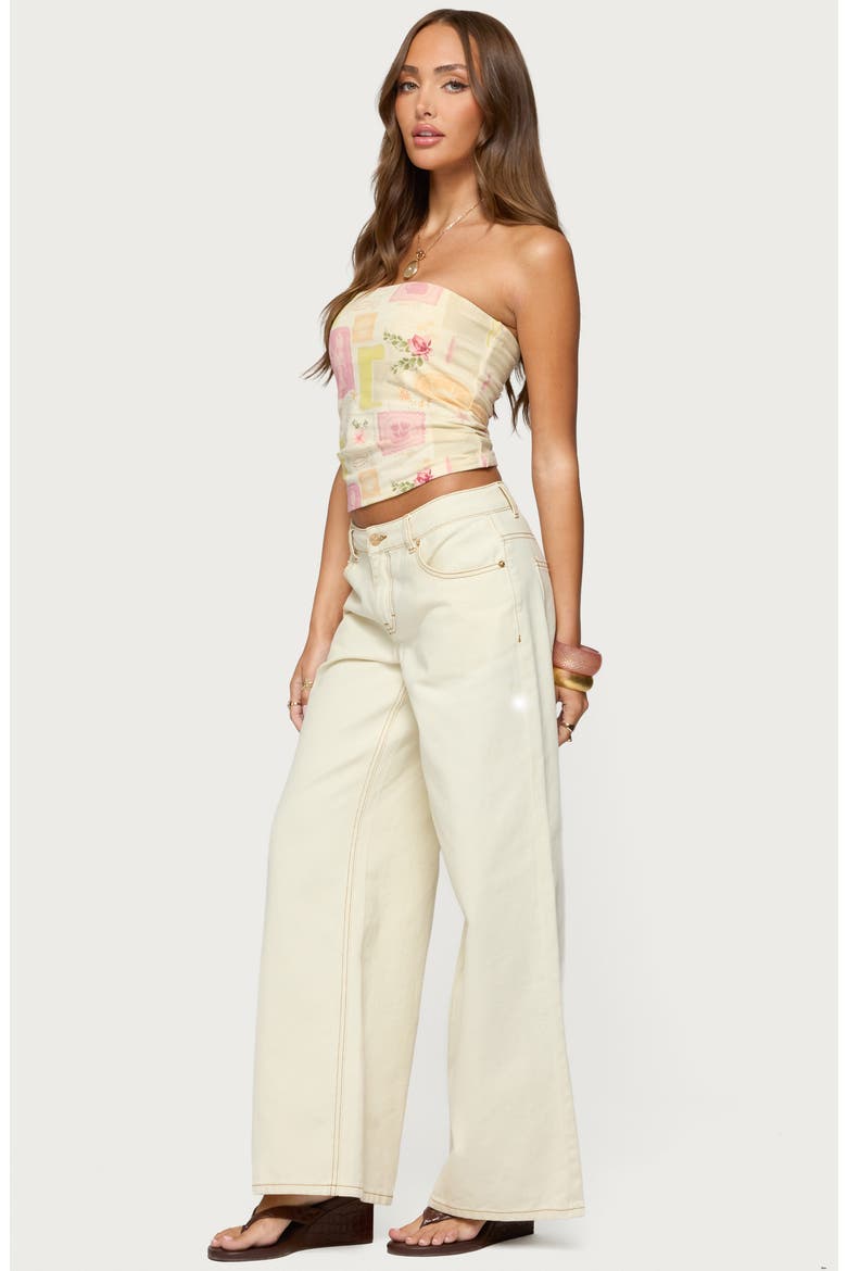 Cicilla Strapless Stretch Cotton Crop Top, Alternate, color, CREAM
