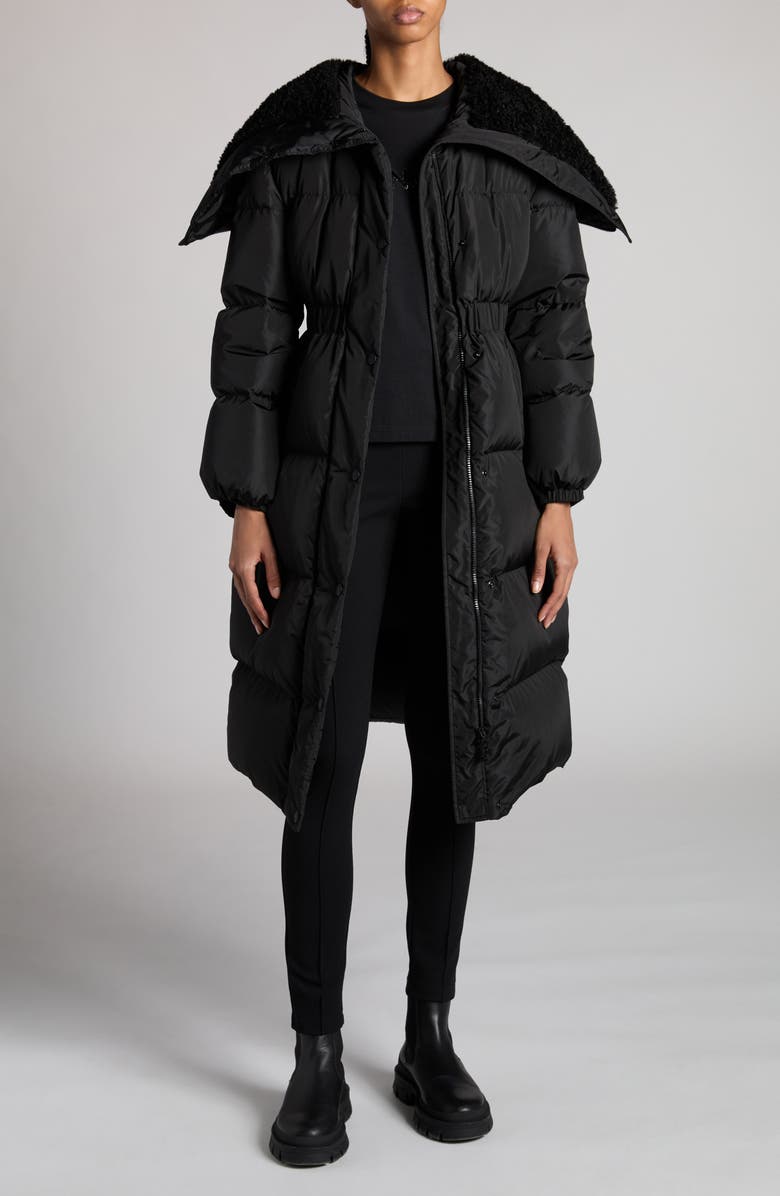 Moncler Bruneaux Down Coat with Faux Shearling Trim, Alternate, color,