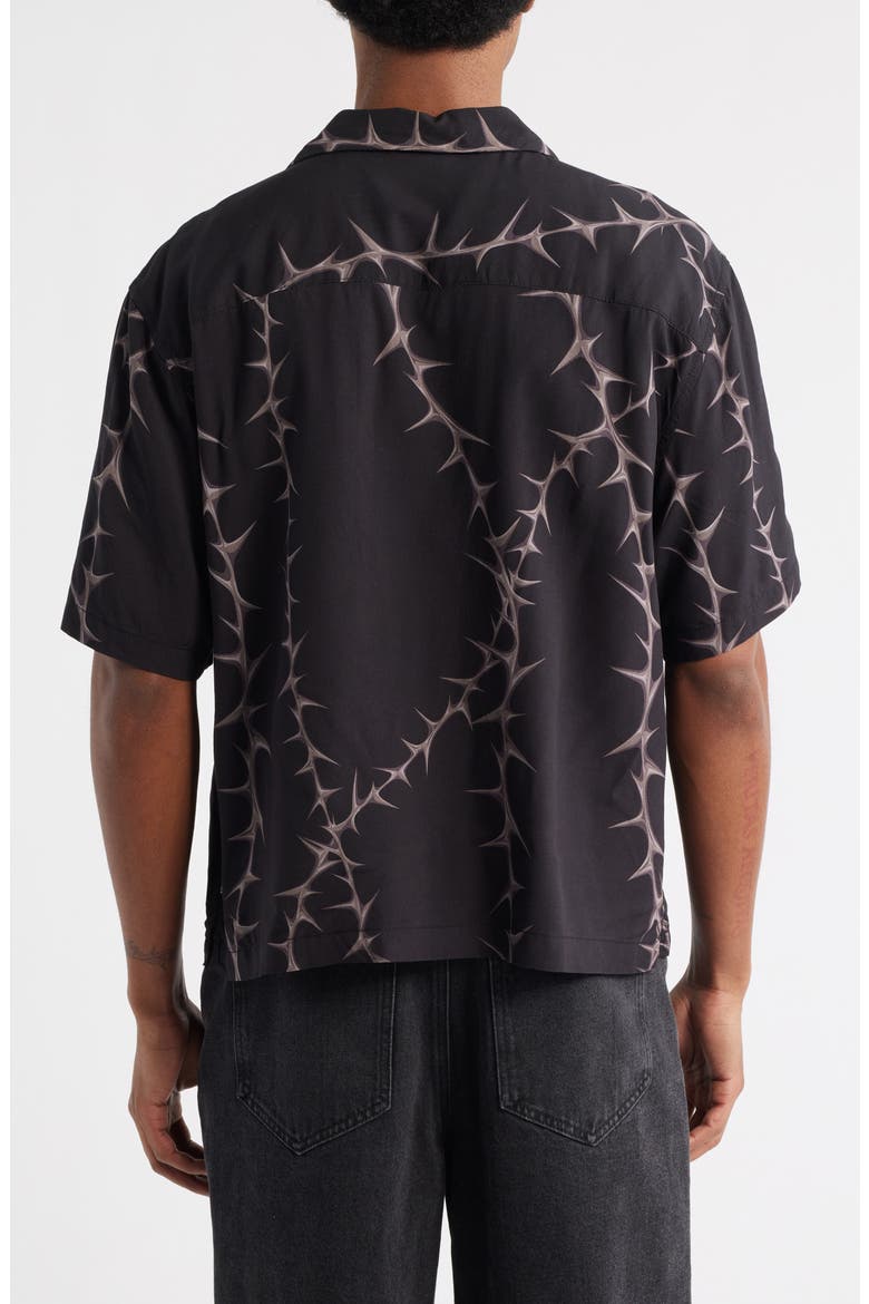 Van Doren Print Camp Shirt, Alternate, color, BLACK
