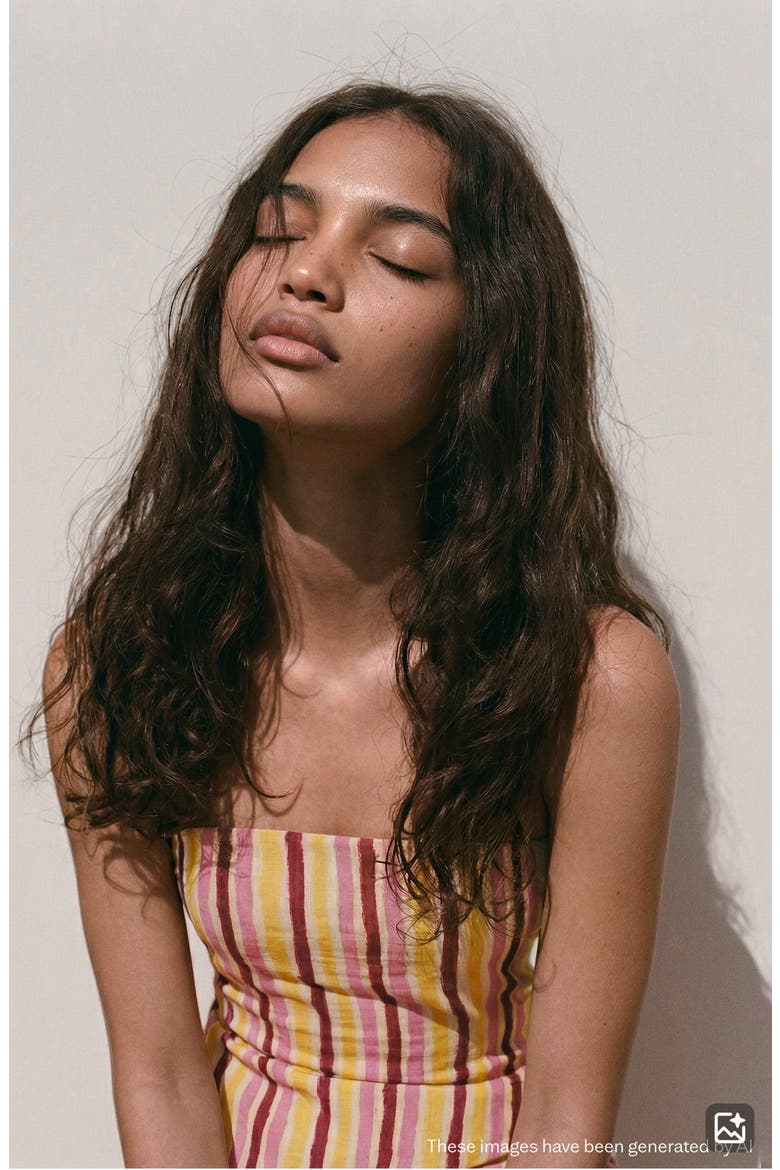 Stripe Strapless Top, Alternate, color, MUSTARD