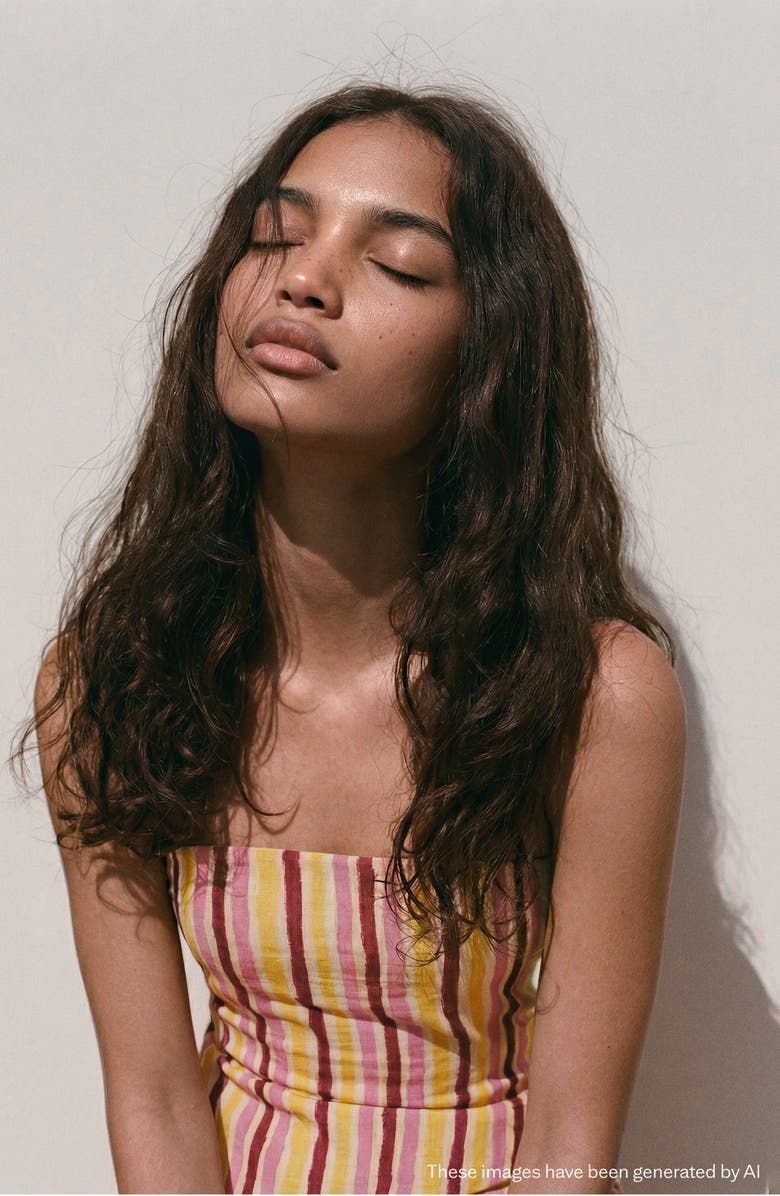 MANGO TEEN Stripe Strapless Top, Alternate, color, 