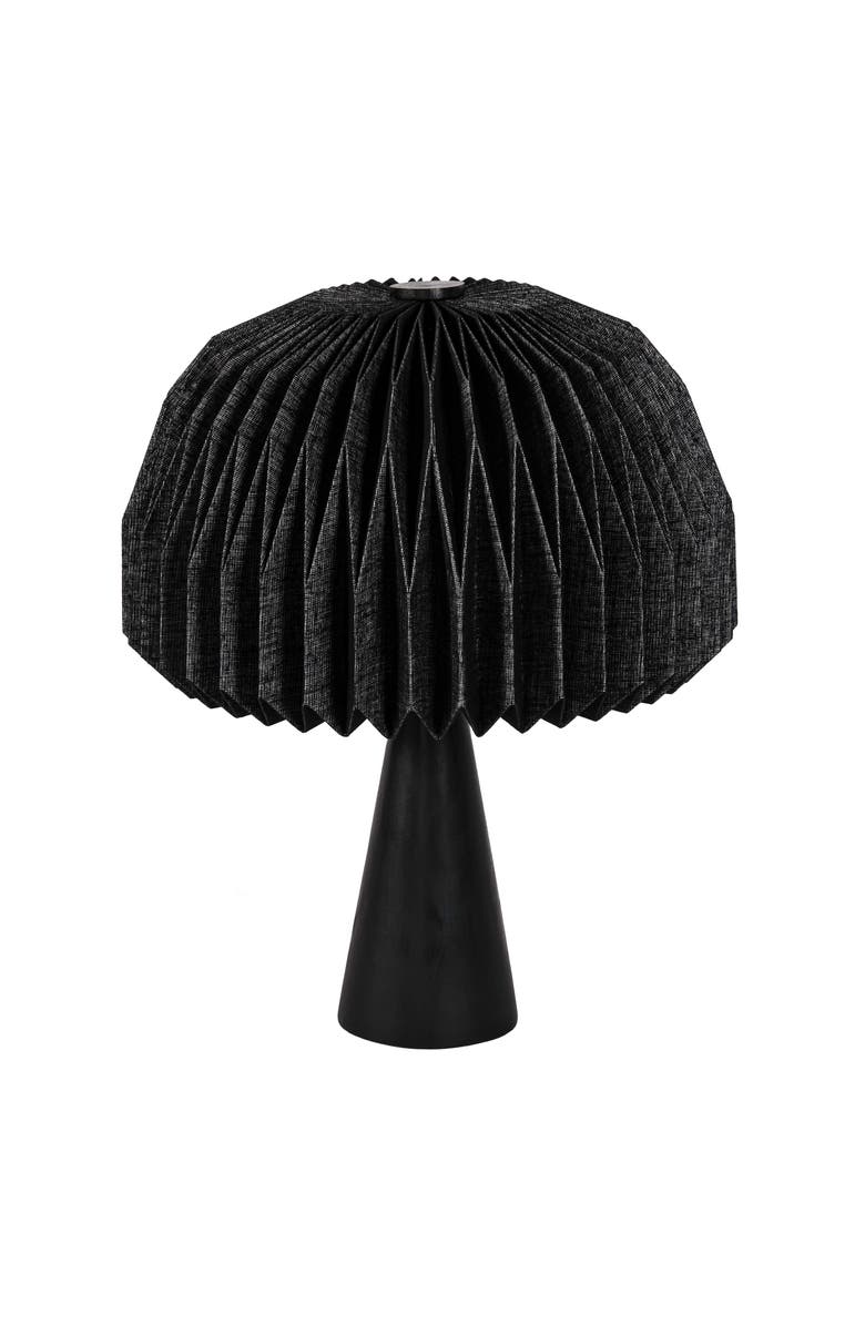 JONATHAN Y Sylvie 16" Modern Minimalist Paper Pleated Shade Mushroom Accent LED Table Lamp, Main, color, Black