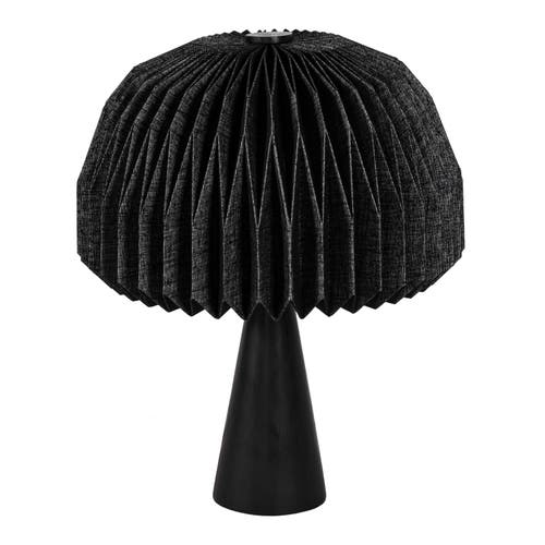 Jonathan Y Sylvie 16" Modern Minimalist Paper Pleated Shade Mushroom Accent Led Table Lamp In Black
