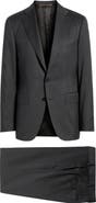Canali Capri Trim Fit Black Glen Check Wool Suit